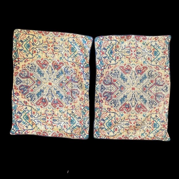 Vintage Lucky Brand Home Persian Design Pillow Shams Geometric & Floral Design - Picture 1 of 7